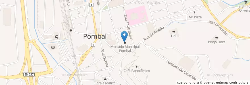 Mapa de ubicacion de Mercado Municipal Pombal en ポルトガル, Centro, Leiria, Pinhal Litoral, Pombal, Pombal.