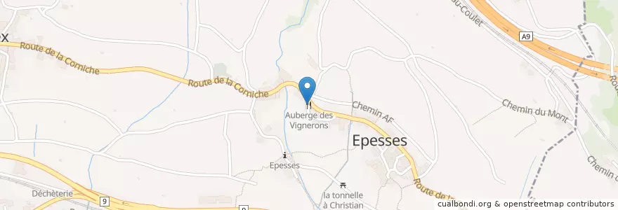 Mapa de ubicacion de Auberge des Vignerons en Suisse, Vaud, District De Lavaux-Oron, Bourg-En-Lavaux.