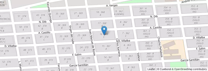 Mapa de ubicacion de 16 - 368 C en Argentina, Salta, Capital, Municipio De Salta, Salta.