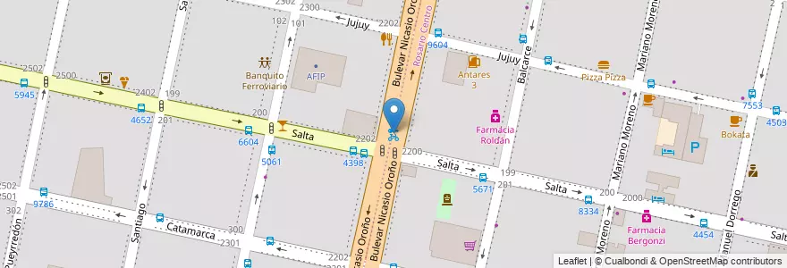 Mapa de ubicacion de 16 - Barrio Pichincha en Аргентина, Санта-Фе, Departamento Rosario, Municipio De Rosario, Росарио.