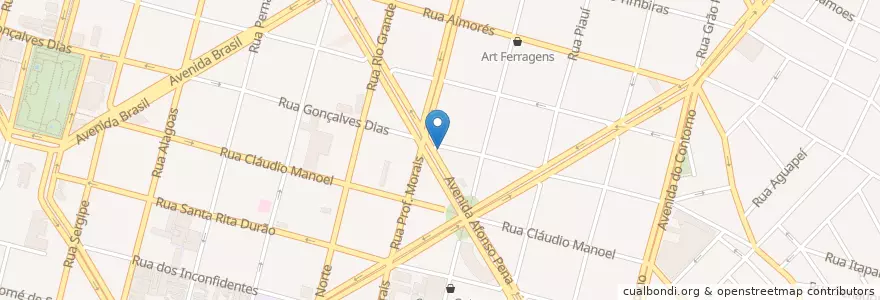 Mapa de ubicacion de K-Bab en ブラジル, 南東部地域, ミナス ジェライス, Região Geográfica Intermediária De Belo Horizonte, Região Metropolitana De Belo Horizonte, Microrregião Belo Horizonte, ベロオリゾンテ.