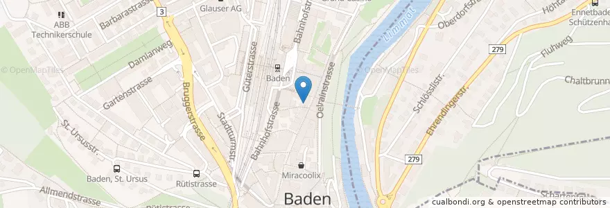 Mapa de ubicacion de Bal's en Швейцария, Аргау, Bezirk Baden, Baden.