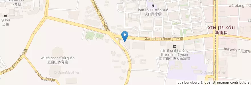 Mapa de ubicacion de 广州路邮政支局 en China, Jiangsu, Nanquim, Distrito De Gulou.