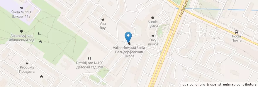 Mapa de ubicacion de Вальдорфовская школа en ロシア, 中央連邦管区, モスクワ, Юго-Западный Административный Округ, Район Коньково.