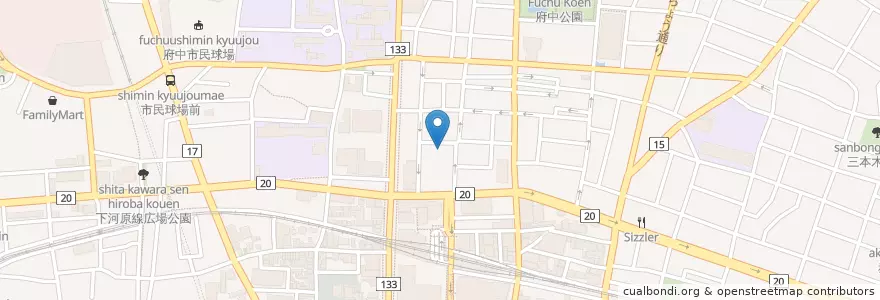 Mapa de ubicacion de 府中診療所 en 日本, 東京都, 府中市.