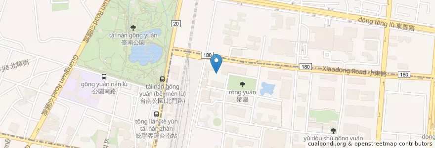 Mapa de ubicacion de 國立成功大學規劃與設計學院 en 臺灣, 臺南市, 北區, 東區.