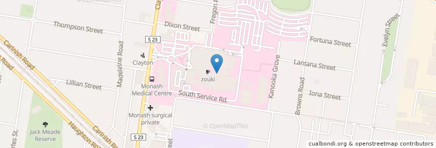 Mapa de ubicacion de zouki en Australien, Victoria, City Of Monash.