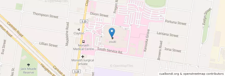 Mapa de ubicacion de zouki en Austrália, Victoria, City Of Monash.
