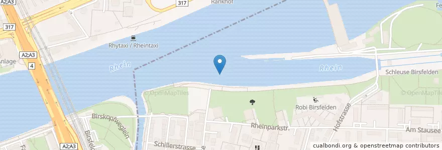 Mapa de ubicacion de Rhytaxi / Rheintaxi en Швейцария, Арлесхайм, Basel.
