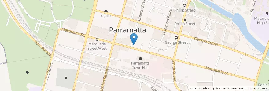 Mapa de ubicacion de Chemist Warehouse en オーストラリア, ニューサウスウェールズ, Sydney, City Of Parramatta Council.