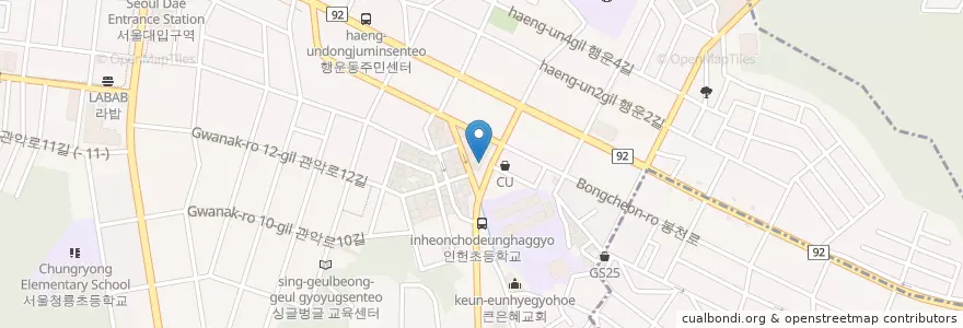 Mapa de ubicacion de 한양가든 en Südkorea, Seoul, 관악구.