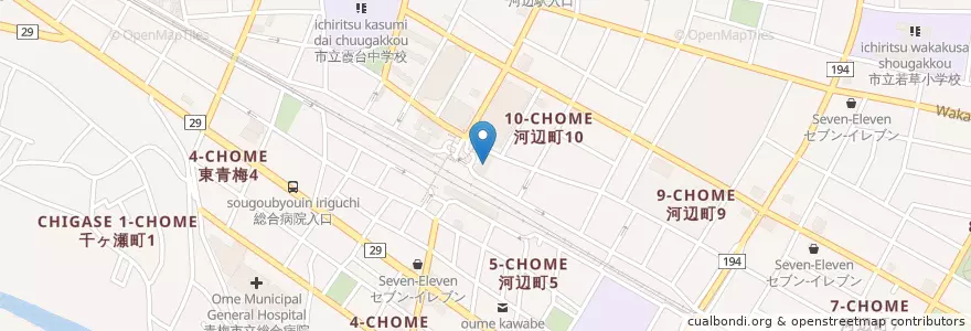 Mapa de ubicacion de りそな銀行 河辺支店 en Japan, Tokio, 青梅市.