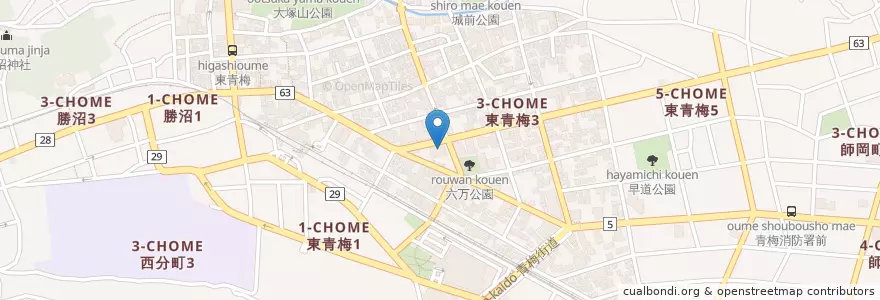 Mapa de ubicacion de りそな銀行 en Jepun, 東京都, 青梅市.