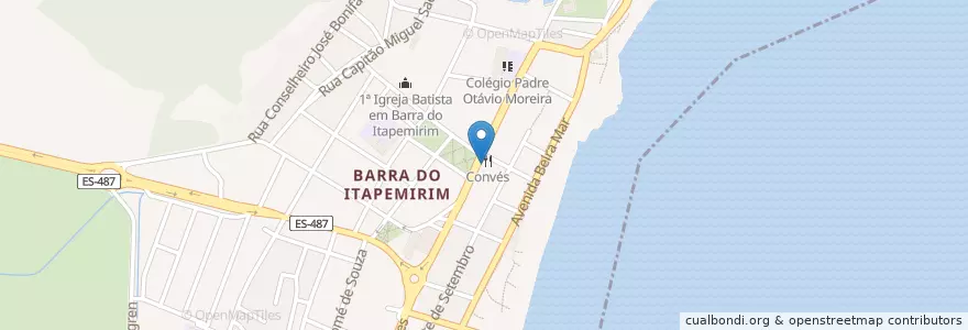 Mapa de ubicacion de Zoom en Brazilië, Regio Zuidoost, Espírito Santo, Região Geográfica Intermediária De Cachoeiro De Itapemirim, Microrregião Itapemirim, Marataízes.