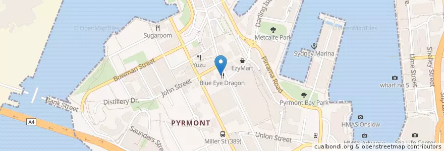 Mapa de ubicacion de Blue Eye Dragon en استرالیا, New South Wales, Council Of The City Of Sydney, Sydney.