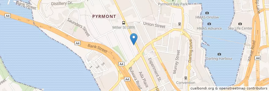 Mapa de ubicacion de Pyrmont en Australia, Nueva Gales Del Sur, Council Of The City Of Sydney, Sydney.