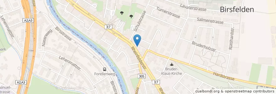Mapa de ubicacion de BONANZA 2 en İsviçre, Basel-Landschaft, Bezirk Arlesheim, Birsfelden.