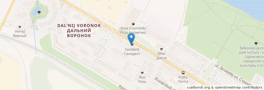Mapa de ubicacion de Санидент en 俄罗斯/俄羅斯, Центральный Федеральный Округ, 莫斯科州, Городской Округ Щёлково.
