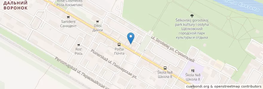 Mapa de ubicacion de Отделение связи №141102 en Russia, Distretto Federale Centrale, Oblast' Di Mosca, Городской Округ Щёлково.