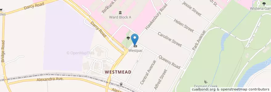 Mapa de ubicacion de Westpac en オーストラリア, ニューサウスウェールズ, Sydney, City Of Parramatta Council.