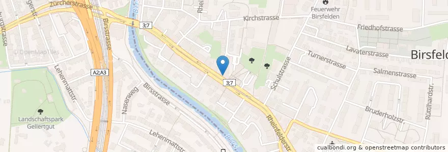 Mapa de ubicacion de Birs-Grill en Schweiz/Suisse/Svizzera/Svizra, Bezirk Arlesheim, Basel, Birsfelden.