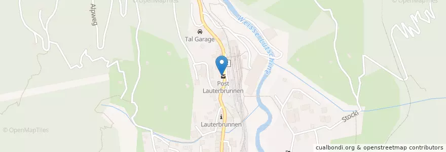 Mapa de ubicacion de Post Lauterbrunnen en Zwitserland, Bern/Berne, Verwaltungsregion Oberland, Verwaltungskreis Interlaken-Oberhasli, Lauterbrunnen.