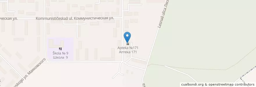 Mapa de ubicacion de Аптека №171 en Rusland, Centraal Federaal District, Oblast Toela, Городской Округ Новомосковск.