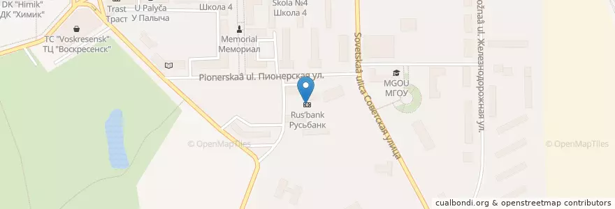 Mapa de ubicacion de Русьбанк en روسيا, Центральный Федеральный Округ, محافظة موسكو, Городской Округ Воскресенск.