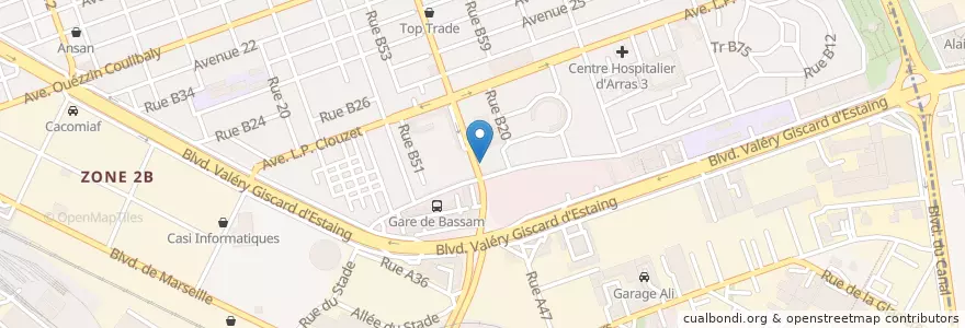 Mapa de ubicacion de Chez Fady en Côte D'Ivoire, Abidjan, Treichville.