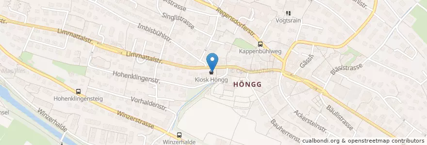 Mapa de ubicacion de Café Höngg, d' Bio Insle en Svizzera, Zurigo, Distretto Di Zurigo, Zurigo.