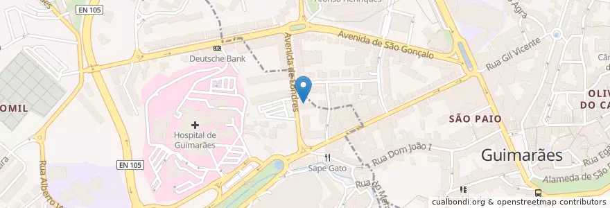 Mapa de ubicacion de Banco Internacional do Funchal en پرتغال, Norte, Braga, Ave, Guimarães.