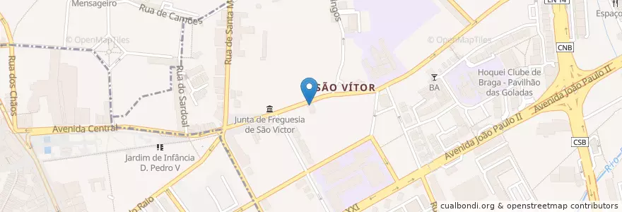 Mapa de ubicacion de Restaurante Relento en البرتغال, المنطقة الشمالية (البرتغال), براغا, كافادو, براغا, São Vítor.