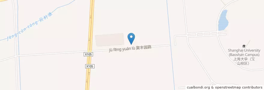 Mapa de ubicacion de 聚丰园路邮政支局 en 중국, 상하이, 바오산구, 大场镇.