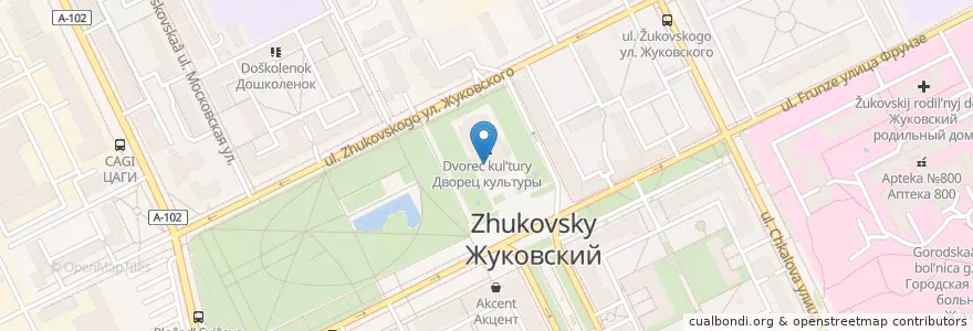 Mapa de ubicacion de Библиотека № 8 en Russia, Central Federal District, Moscow Oblast, Ramensky District, Zhukovsky.