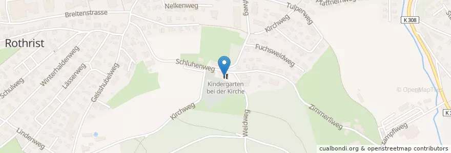 Mapa de ubicacion de Kindergarten bei der Kirche en Schweiz/Suisse/Svizzera/Svizra, Aargau, Bezirk Zofingen, Rothrist.