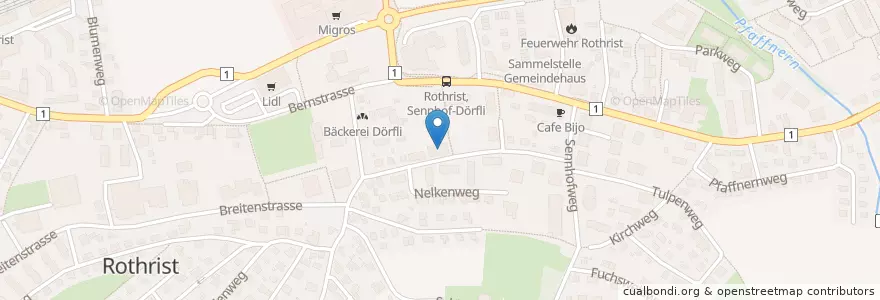 Mapa de ubicacion de Kindergarten Bachweg en Schweiz/Suisse/Svizzera/Svizra, Aargau, Bezirk Zofingen, Rothrist.