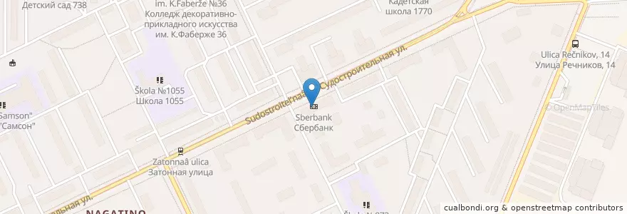 Mapa de ubicacion de Сбербанк en Russie, District Fédéral Central, Moscou, Южный Административный Округ, Район Нагатинский Затон.