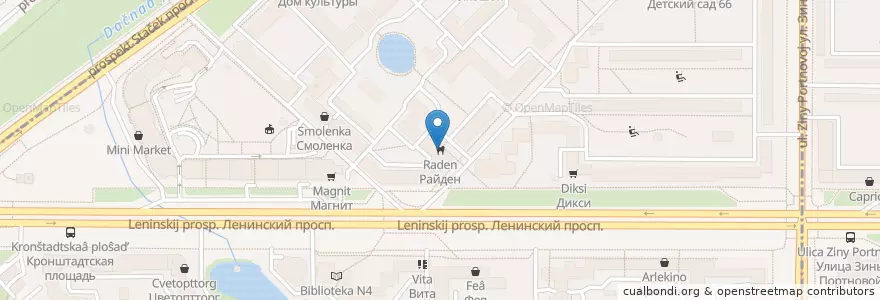 Mapa de ubicacion de Raden en Russia, Northwestern Federal District, Leningrad Oblast, Saint Petersburg, Кировский Район, Округ Дачное.