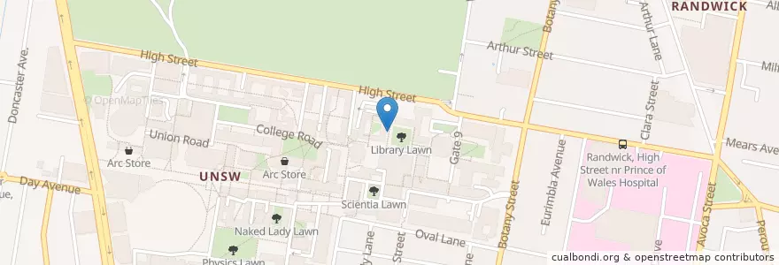 Mapa de ubicacion de Coffee Cart en Australie, Nouvelle Galles Du Sud, Sydney, Randwick City Council.