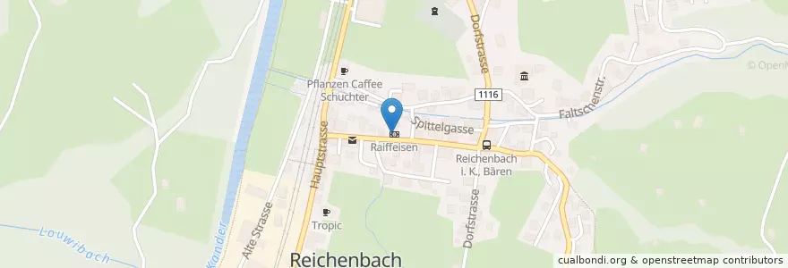 Mapa de ubicacion de Raiffeisen en Schweiz/Suisse/Svizzera/Svizra, Bern/Berne, Verwaltungsregion Oberland, Verwaltungskreis Frutigen-Niedersimmental, Reichenbach Im Kandertal.
