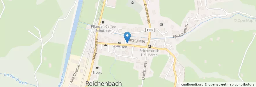 Mapa de ubicacion de Spar + Leihkasse Frutigen en 스위스, 베른, Verwaltungsregion Oberland, Verwaltungskreis Frutigen-Niedersimmental, Reichenbach Im Kandertal.