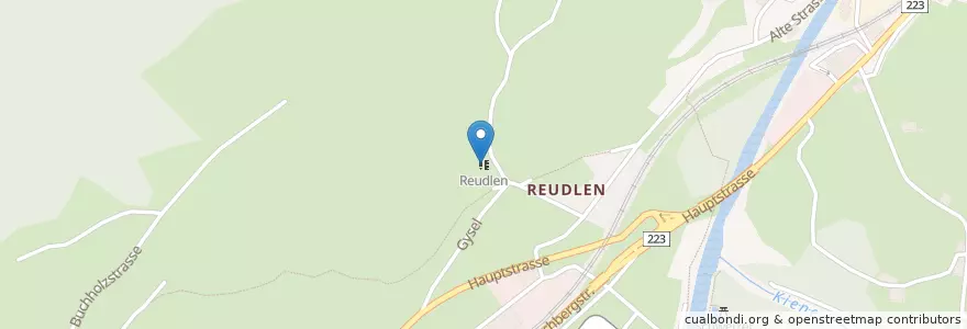 Mapa de ubicacion de Reudlen en Suiza, Berna, Verwaltungsregion Oberland, Verwaltungskreis Frutigen-Niedersimmental, Reichenbach Im Kandertal.
