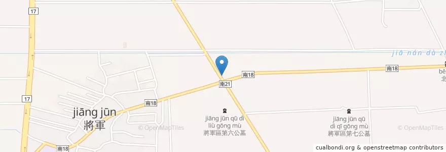 Mapa de ubicacion de 二位元帥 en تايوان, تاينان, 將軍區.