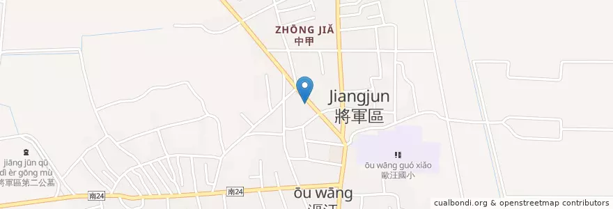 Mapa de ubicacion de 將軍郵局 en تايوان, تاينان, 將軍區.