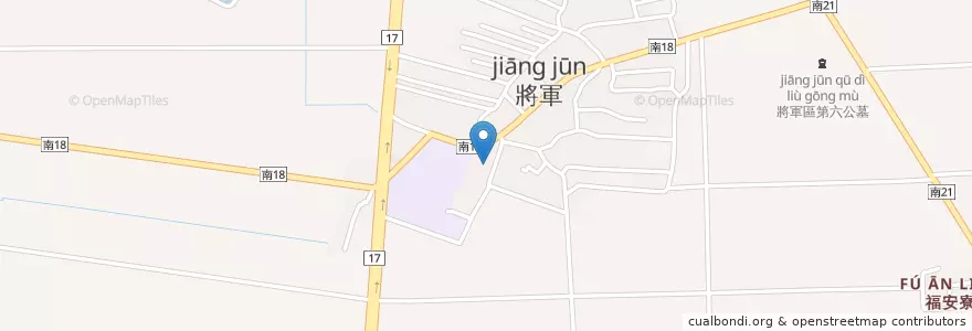 Mapa de ubicacion de 金興宮 en تايوان, تاينان, 將軍區.