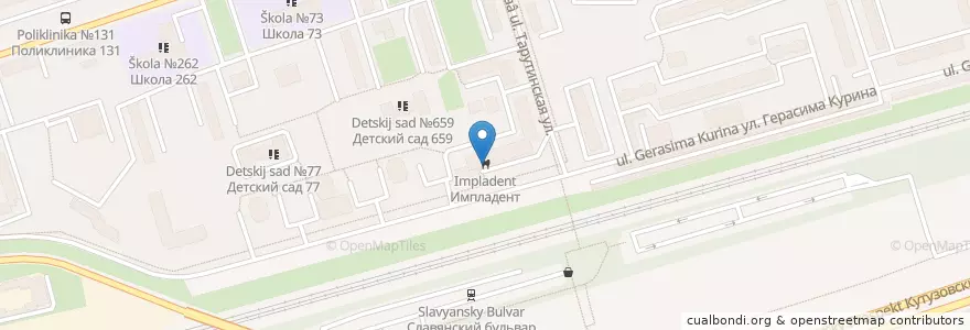 Mapa de ubicacion de Импладент en Russie, District Fédéral Central, Moscou, Западный Административный Округ, Район Фили-Давыдково.