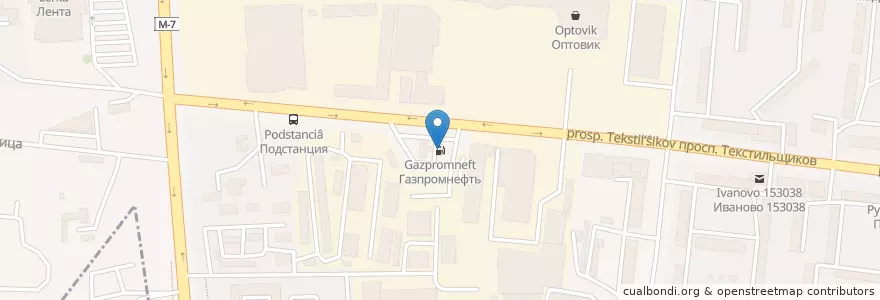 Mapa de ubicacion de Газпромнефть en Russie, District Fédéral Central, Oblast D'Ivanovo, Ивановский Район, Городской Округ Иваново.