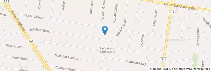 Mapa de ubicacion de Evesham Road Pre-School en أستراليا, ولاية فيكتوريا, City Of Kingston.