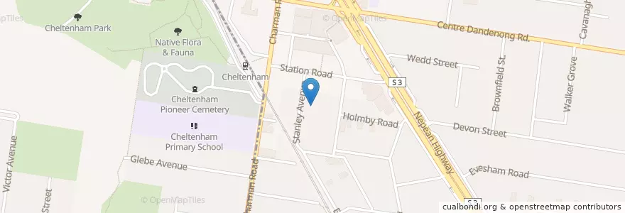 Mapa de ubicacion de Cheltenham Library en Australie, Victoria, City Of Kingston.