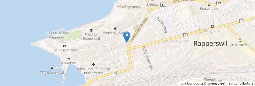 Mapa de ubicacion de Starbucks en Zwitserland, Sankt Gallen, Wahlkreis See-Gaster, Rapperswil-Jona.
